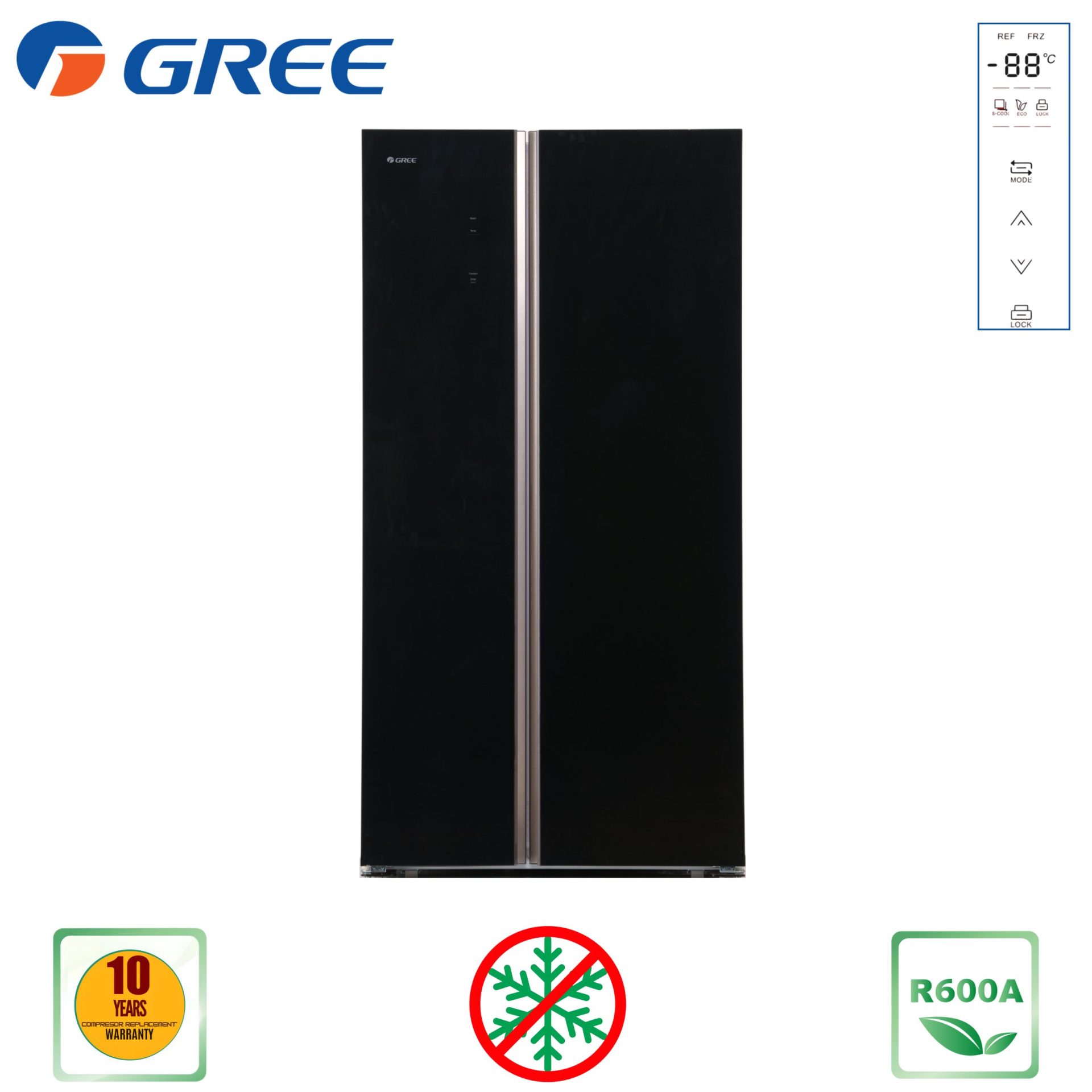 GREE SIDE BY SIDE REFRIGERATOR NON FROST BDRF-BDRF-BDRF-570WEG(INVERTER-570 LTR)